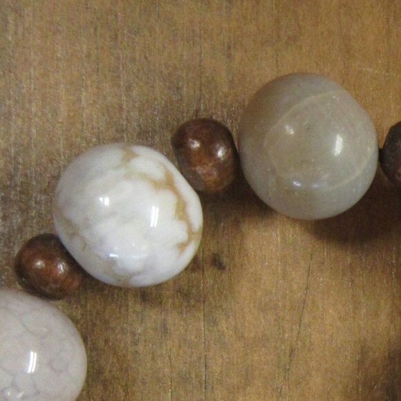 MERRISOTA JEWELRY Agate and Wood Stretch Bracelet Womens Sz 6 1/2" Gemstones NEW - Picture 3 of 6